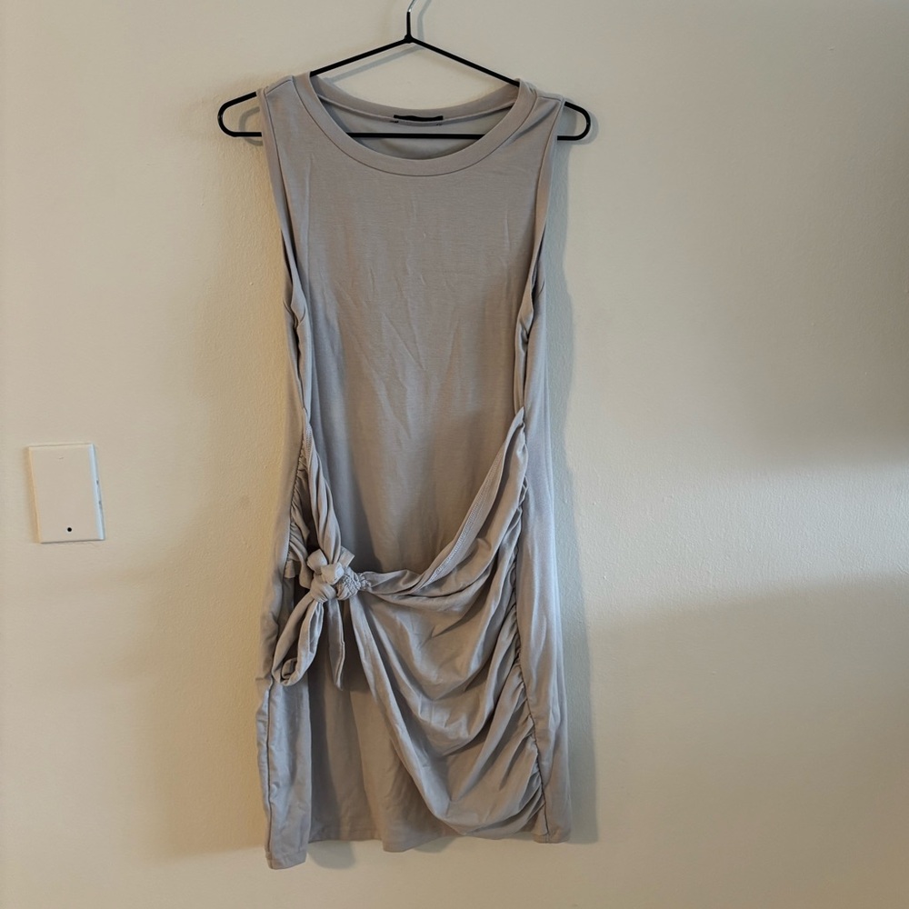 Gray Sleeveless Wrap Dress